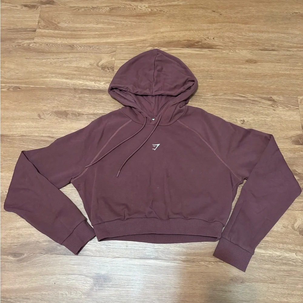 Gymshark Women's Maroon Cropped Hoodie - Picture 6 of 9